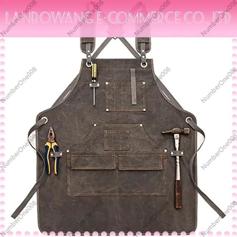 Thickened Canvas Work Apron Cu - Gardening Tools Logo ulasan dan harga