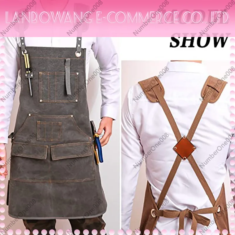 Thickened Canvas Work Apron Cu - Gardening Tools Logo ulasan dan harga