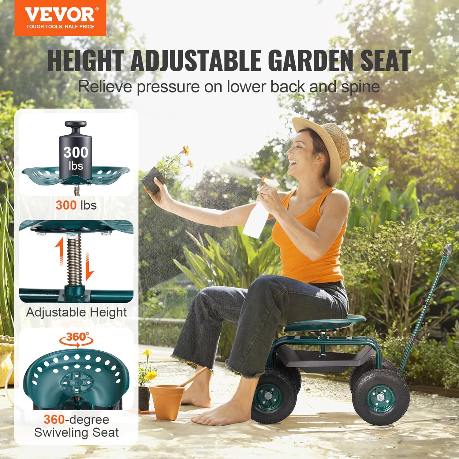 Garden Cart Rolling Workseat w - Gardening Tools And Uses ulasan dan harga